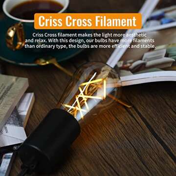 OMED LED Edison Vintage Light Bulb - 60W Equivalent, Dimmable ST64 Amber Glass Bulbs in 6 Pack for C...