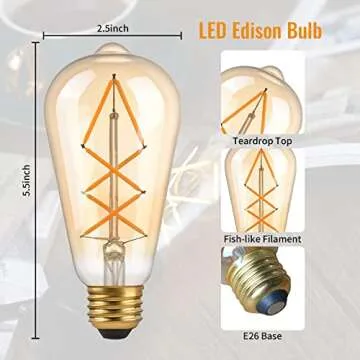 OMED Vintage LED Edison Bulb 60W Equivalent Dimmable