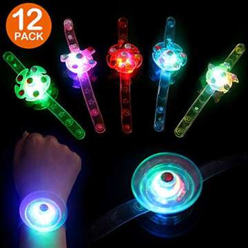12 Pack LED Light up Bracelet Fidget Toys, Party Favors for Kids 4-8 8-12, Glow in The Dark Birthday...