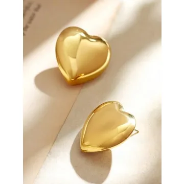 Chic Sacina Gold-tone Heart Earrings for Women