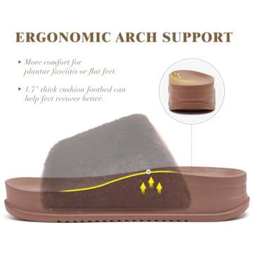 KuaiLu Womens Slides Soft Cushion Faux Fur Sandals for Women Open Toe House Slipper with Arch Support Ladies Slip On Fuzzy Platform Slipper Indoor Outdoor,Brown Size 8