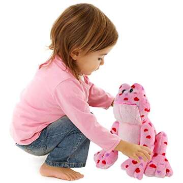 Big Mo's Toys Love Frog - Plush Valentine's Day Anniversary Pink and Red Heart Printed Small Soft St...