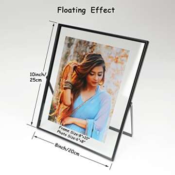 AhaGo Black Floating Frame (8x10 inch, Vertical), 2 Set, For Picture 7x9,6x8, 5x7, Tabletop Shelf Ph...