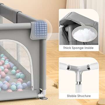 79" × 71" Extra Large Baby Playpen - Safe & Spacious Play Area