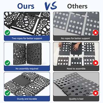 BoxLegend Shirt Folder V1-Plus Tshirt Folding Board Clothes Folder Easy and Fast to Fold Clothes for Adult and Kids Black