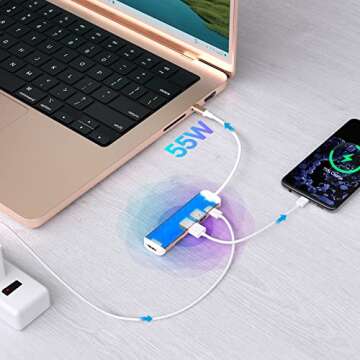 USB C Hub, USB-C Dongle Adapter with 4K HDMI for MacBook Pro/Air, 6 in 1 USBC Adaptador Converter Digital AV Multiport Docking Station, with USB3.0/USB2.0/SD/microSD Card Reader Ports - Rose Gold