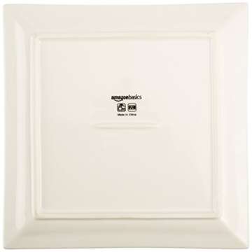 Amazon Basics 16-Piece Classic White Kitchen Dinnerware Set, Square Plates, Bowls, Service for 4