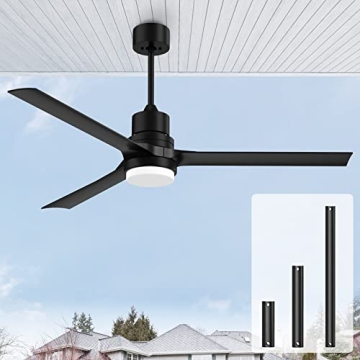 Biukis Black 60-Inch Modern Ceiling Fans with Lights - Remote Controlled & Eco-Friendly