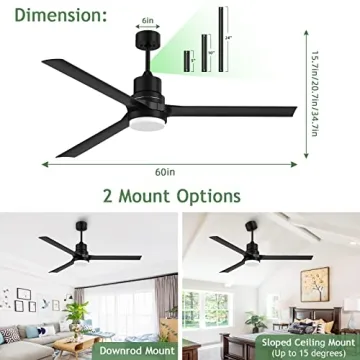 Biukis 60-Inch Ceiling Fan with Lights & Remote Control