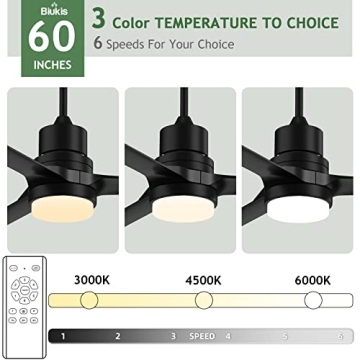 Biukis 60-Inch Ceiling Fan with Lights & Remote Control