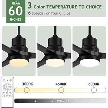 Biukis 60-Inch Ceiling Fan with Lights & Remote Control