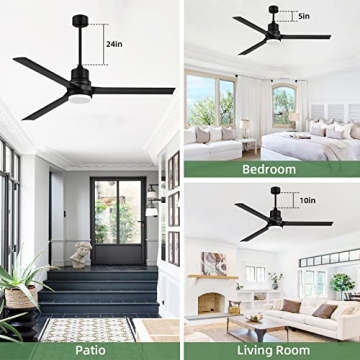 Biukis 60-Inch Ceiling Fan with Lights & Remote Control