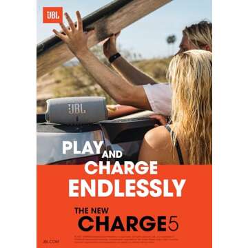 JBL CHARGE 5 - Portable Waterproof (IP67) Bluetooth Speaker with Powerbank USB Charge out, 20 hours playtime, JBL Partyboost (Teal)