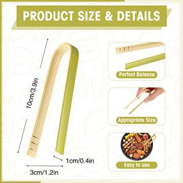 Chengu 240 Pcs Mini Bamboo Tongs Disposable Small Wooden Toaster Tongs Charcuterie Serving Party Coo...