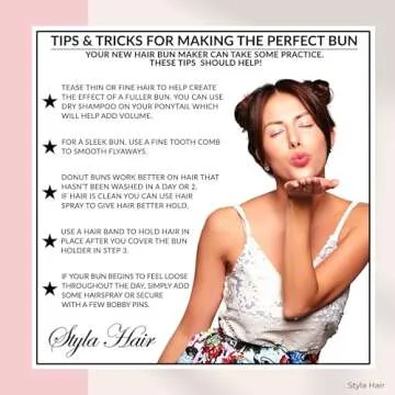 Styla Hair Donut Hair Bun Maker for Kids, Ballet Buns Maker for Kids, Sock Bun Hair Maker, Donut Bun Maker Hair, Easy Bun Hair Bun Maker, Hair Donut Bun Maker (3pc Brown)