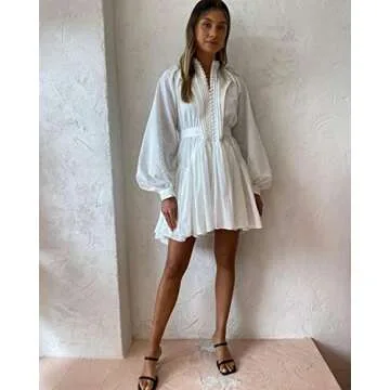 Stylish Aox Women Button Down Dress with Pockets