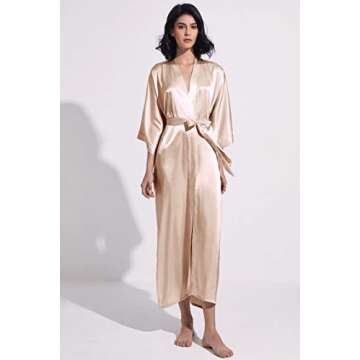 PRODESIGN Satin Kimono Robe Women Long Silky Kimono Bathrobe Sleepwear Wedding Bridesmaid Robe