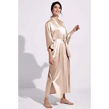PRODESIGN Satin Kimono Robe Women Long Silky Kimono Bathrobe Sleepwear Wedding Bridesmaid Robe