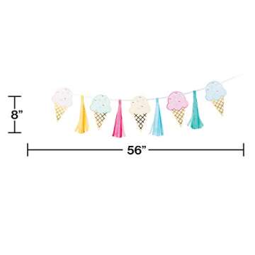 Creative Converting - 346416 Creative Converting Ice Cream Party Tassel Banner, 1 ct, Multi-color, B...