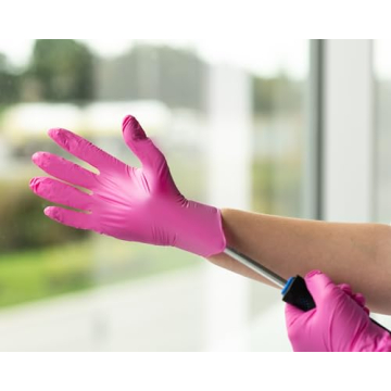 Durable FRAMAR Pink Disposable Nitrile Gloves - 100 Count
