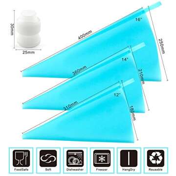 Weetiee D Silicone Piping Bags - Eco-Friendly Baking Tool