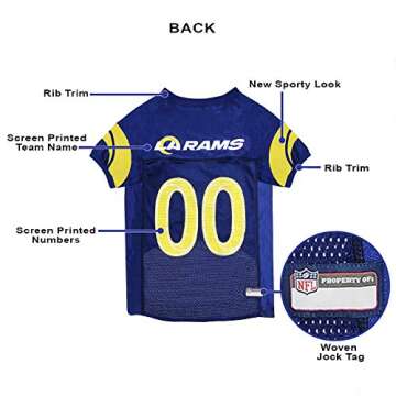 NFL Los Angeles Rams Dog Jersey, Size: X-Small. Best Football Jersey Costume for Dogs & Cats. Licensed Jersey Shirt