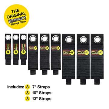 Heavy-Duty Wrap-It Storage Straps - Assorted 9-Pack - Extension Cord Hanger Cord Straps for Garage S...