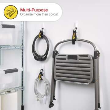 Heavy-Duty Wrap-It Storage Straps - Assorted 9-Pack - Extension Cord Hanger Cord Straps for Garage Storage and Organization