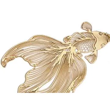 Fashion Chic Handmade Lightweight Hollow Tropical Fish Goldfish Dangle Drop Earrings for Women Statement Jewelry Gifts (Gold)