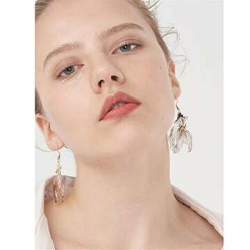 Fashion Chic Handmade Lightweight Hollow Tropical Fish Goldfish Dangle Drop Earrings for Women Statement Jewelry Gifts (Gold)