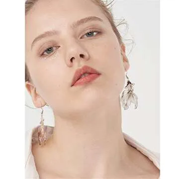 Fashion Chic Handmade Lightweight Hollow Tropical Fish Goldfish Dangle Drop Earrings for Women Statement Jewelry Gifts (Gold)