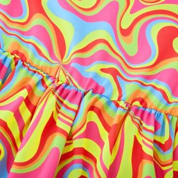 Enlifety Dress for Girls Size 7 8 Sleeveless Tie Dye A Line Dresses Bowknot Strap V Neck Summer Sundress for Beach School Party Casual