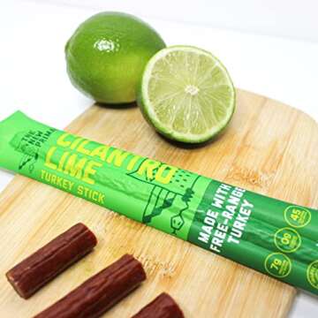 The New Primal Cilantro Lime Turkey Sticks, Keto, Gluten Free Healthy Snacks for Adults, Sugar Free Low Carb High Protein, Paleo Whole30 Jerky Meat Stick, 7g Protein, 45 Calories, 1oz (Pack of 20)