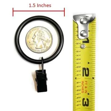 Innovative 1.5-inch Black Curtain Rings with Clips from TEJATAN