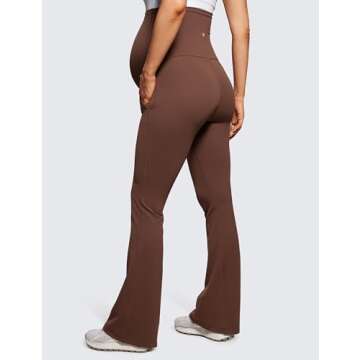 CRZ YOGA Women Butterluxe Maternity Flare Leggings with Pockets 31" - Workout Active Yoga Pregnancy ...