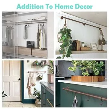 ROTHLEY Hanging Pot Rack Hanger: 23.7 Inch Stainless Steel Pot and Pan Hanger Wall Mounted Hanging Pots and Pans Rack Heavy Duty Pot Hangers Kitchen Rail with Hooks (Antique Copper)