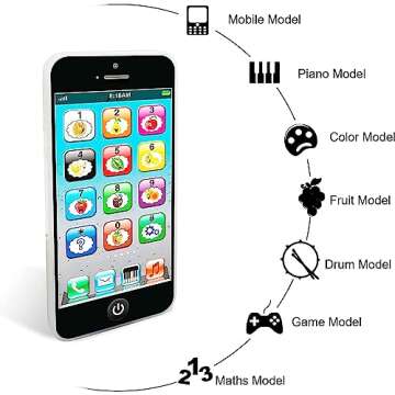 Toy Learning Play Cell Phone with 8 Functions and Dazzling Lights Interactive Toy for Toddler Baby K...