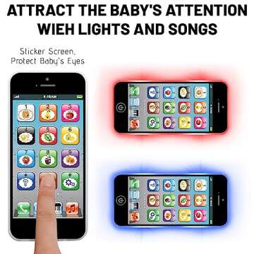 Toy Learning Play Cell Phone with 8 Functions and Dazzling Lights Interactive Toy for Toddler Baby Kids Boys Girls
