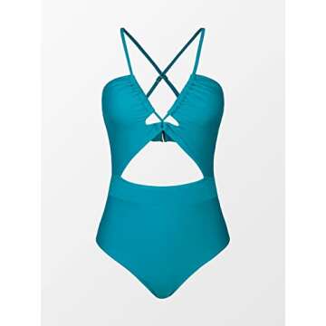 CUPSHE Cutout One Piece Teal Blue Swimsuit for Women