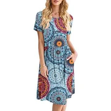 DB MOON Plus Size Summer Casual Short Sleeve Dress - Stylish and Comfortable