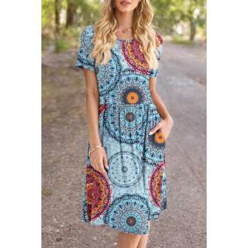 DB MOON Women Plus Size Casual Summer Dress with Pockets