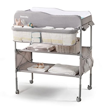 Sweeby Portable Baby Changing Table, Foldable Changing Table Dresser Changing Station for Infant, Wa...