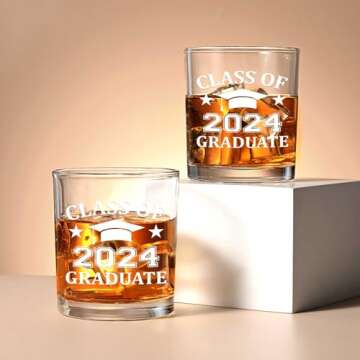 Futtumy Graduation Gifts, Graduation Gifts for Him, Class of 2024 Graduate 10 oz Whiskey Glass, 2024...