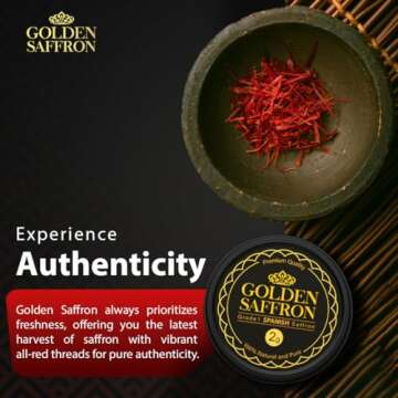 Golden Saffron, Premium Spanish Saffron Threads, Pure Red Spanish Saffron Spice Threads, For Culinar...