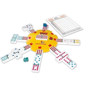 Puremco Mexican Train Double 12 Professional Size Dominoes with Bonus Chickenfoot Game Included Travel Tin Board Game, 91 Tiles, Challenging, Fun Game for Ages 6 Years & Up, Blue