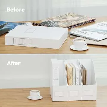 JiaWei White Magazine File Holders, 3 Packs Sturdy Cardboard File Rack, Office Organization Desktop Storage File Box Binder for Shelves and Desk, Folder Holder for Office or Classroom
