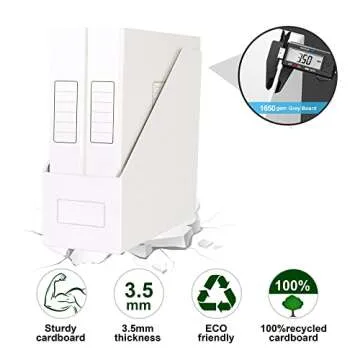 JiaWei White Magazine File Holders, 3 Packs Sturdy Cardboard File Rack, Office Organization Desktop Storage File Box Binder for Shelves and Desk, Folder Holder for Office or Classroom