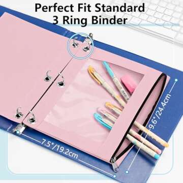 Forvencer Pencil Pouch for 3 Ring Binder, Binder Pencil Case with Smooth Zipper, Clear Window Pencil...