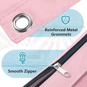 Forvencer Pencil Pouch for 3 Ring Binder, Binder Pencil Case with Smooth Zipper, Clear Window Pencil Case for Binder, Big Capacity 3 Ring Binder Pencil Bag with 3 Reinforced Grommets, Pink