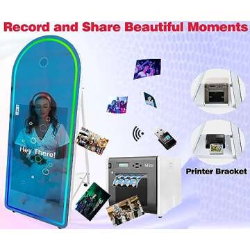 ROOMEDAL Magic Mirror Photo Booth for Camera, with 32in Touch All-in-one, Selfie Camera Photo Booth Selfie Station, Flight Case,for Parties,Wedding,Exhibition